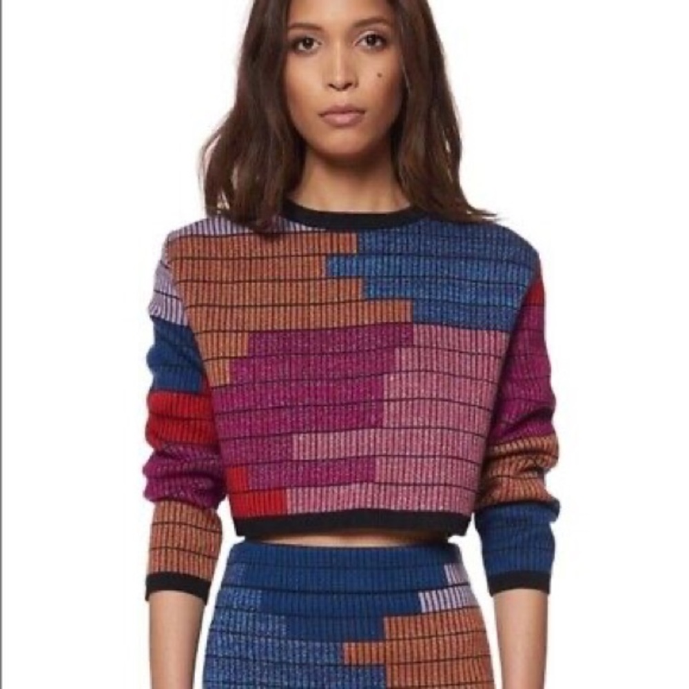 Mara Hoffman Color Blocked Cropped Sweater